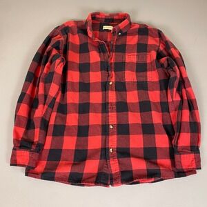 Hobbs Creek Flannel Shirt Men's XL Red Black Buffalo Plaid Button‎ Down *Flawed